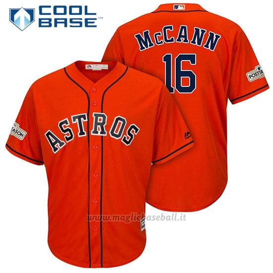 Maglia Baseball Uomo Houston Astros 2017 Postseason Brian Mccann Arancione Cool Base